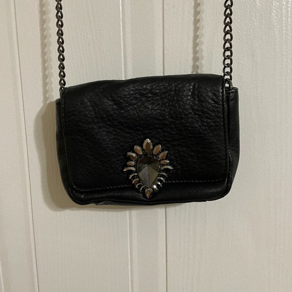 Juicy Couture Black Jewelled Mini Leather Crossbody Bag - Picture 1 of 8